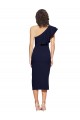 Ruched Midi Length Short Crepe Cocktail Prom Dress / Homecoming Dress with Shoulder Ruffles UK Website