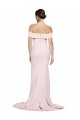 Off Shoulder Long Crepe Prom Dress with Straight Neckline and Side Split UK Website