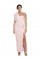 One Shoulder Tulle Overlay Sweetheart Neckline Long Crepe Prom Dress with Thigh Split UK Website