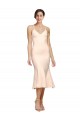 Midi Length V-Neckline Crepe Cocktail Prom Dress / Homecoming Dress with Thin Straps and Fulted Skirt UK Website