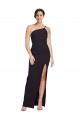 Long Floor Length Crepe Prom Dress with Side Split and One Strap UK Website