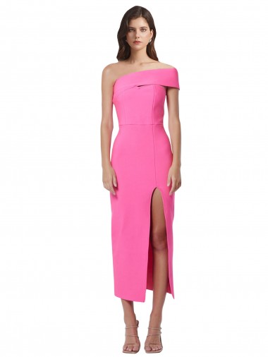 One Shoulder Neckline Short Midi Length Crepe Cocktail Prom Dress / Homecoming Dress UK Website
