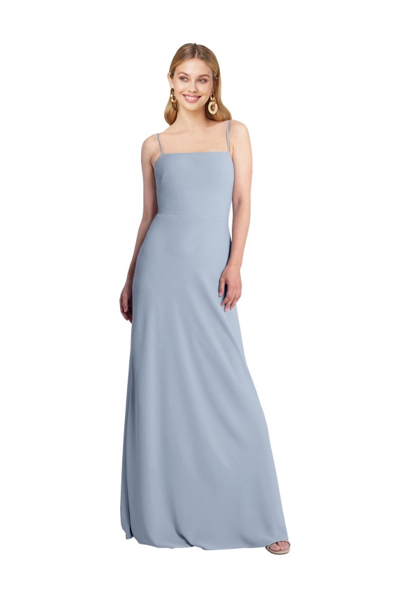 Straight Neckline Crepe Slip Prom Dress with Strappy Back UK Website