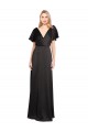 Cap Sleeves Open Back Long Stretch Satin Prom Dress UK Website