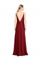 Floor Length Deep V-Back Stretch Satin Prom Dress with Front Slit UK Website
