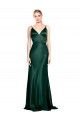 High V-Neck Long Full Length Sheath Stretch Satin Prom Dress UK Website