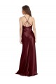 High Neck Halter Long Sleeveless Stretch Satin Prom Dress with Strappy Back UK Website