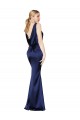 Sheath High Neck Stretch Satin Prom Dress Low Back UK Website