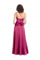 Sleek One Shoulder A-Line Long Stretch Satin Prom Dress with Spaghetti Straps Back UK Website