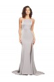 High Neck Low Back Long Full Length Stretch Satin Prom Dress UK Website