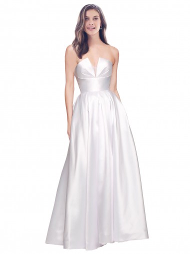 Full Length Strapless V-Cutout Stretch Satin Prom Dress UK Website