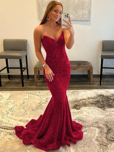 Sweetheart Sleeveless Long Sweep Train Velvet Sequin Prom Dress UK Website