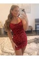 Spaghetti Straps Criss Cross Back Sleeveless Short Velvet Sequin Prom Dress UK Website