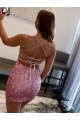 Spaghetti Straps Sleeveless Short Velvet Sequin Prom Dress UK Website