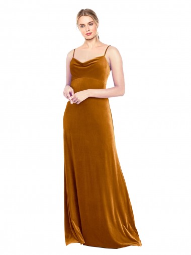 Long Velvet Cowl Neck Slip Prom Dress UK Website
