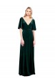 Deep V-Neck Flutter Sleeves Long Velvet Wrap Prom Dress UK Website
