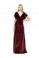 Flutter Sleeves Open Back Long Velvet Prom Dress UK Website