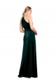 Long Jewel Neck Full Length Velvet Prom Dress with Side Slit UK Website