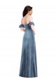 Ruffle Sleeve Off the Shoulder Velvet Maxi Prom Dress UK Website