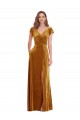 Cap Sleeve Faux Wrap Velvet Maxi Prom Dress with Pockets UK Website