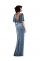 Flutter Sleeve Open Back Velvet Maxi Prom Dress with Pockets & Draped Wrap Skirt UK Website