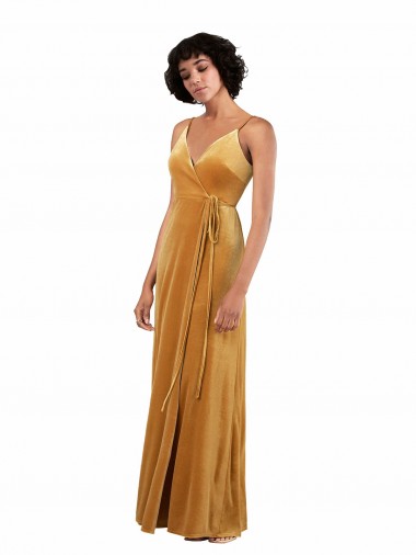 Romantic Velvet Floor Length Prom Dress with Wrap Detail UK Website